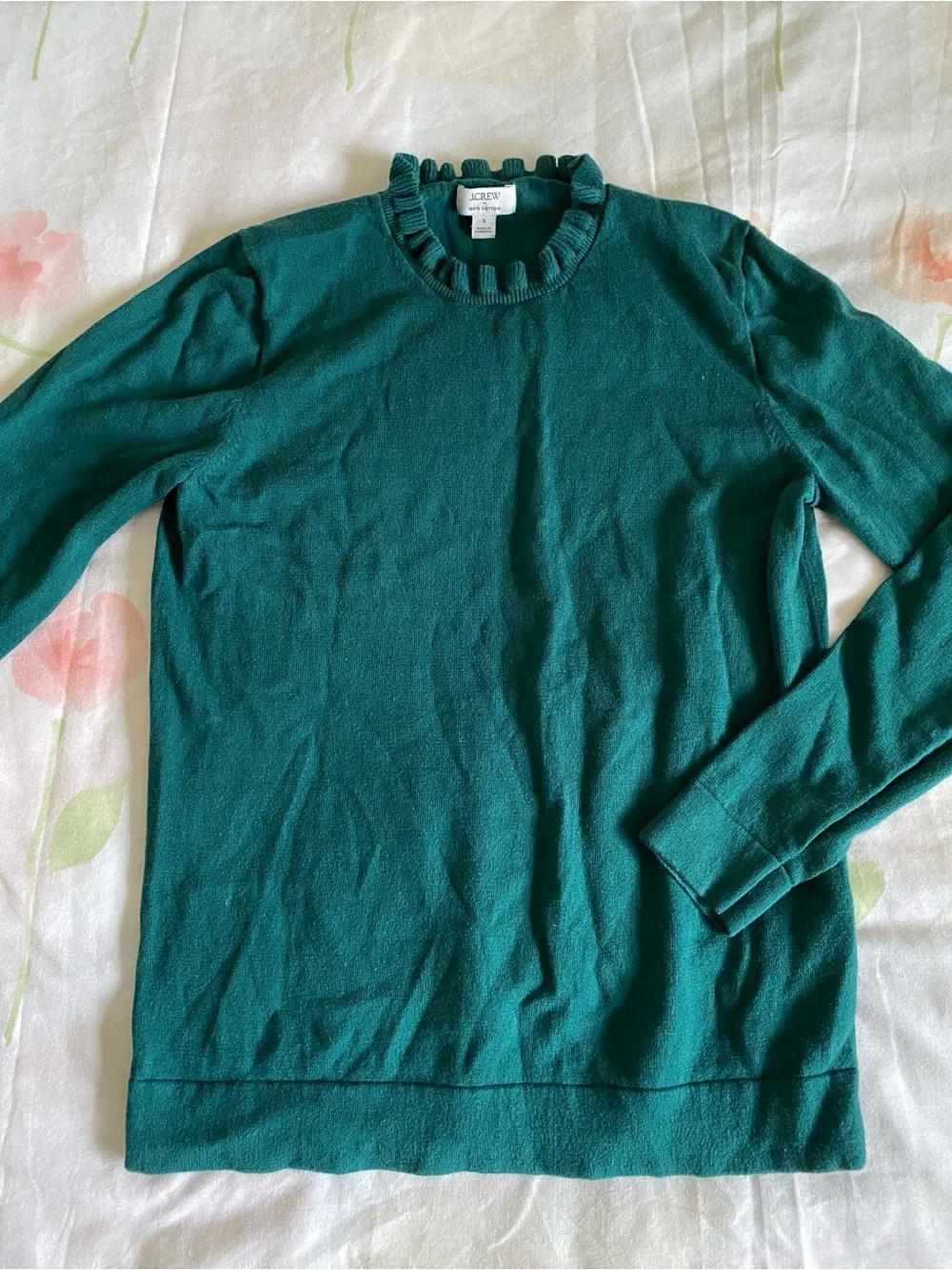 J.Crew Factory Cotton Ruffleneck Sweater Size Small